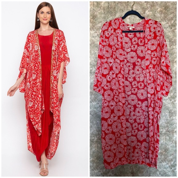 LOFT Other - Red Floral Kimono Wrap LOFT